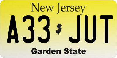 NJ license plate A33JUT