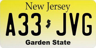 NJ license plate A33JVG