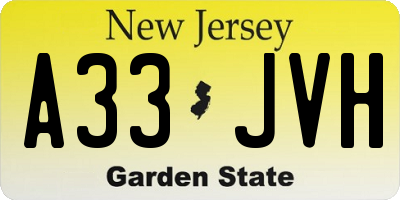 NJ license plate A33JVH