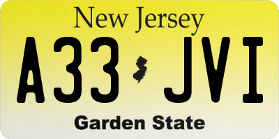 NJ license plate A33JVI