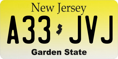 NJ license plate A33JVJ