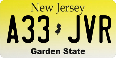 NJ license plate A33JVR