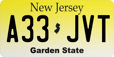 NJ license plate A33JVT