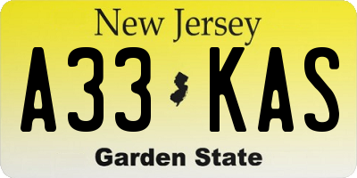 NJ license plate A33KAS