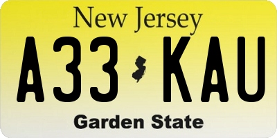 NJ license plate A33KAU