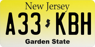 NJ license plate A33KBH