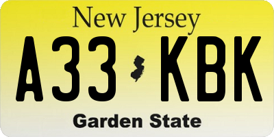 NJ license plate A33KBK