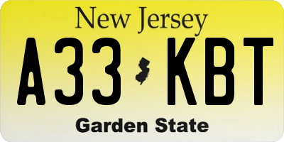 NJ license plate A33KBT