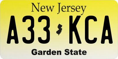 NJ license plate A33KCA