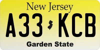 NJ license plate A33KCB