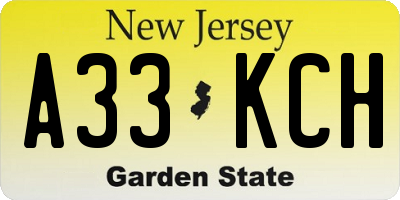NJ license plate A33KCH