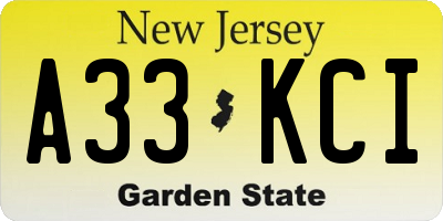 NJ license plate A33KCI
