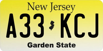 NJ license plate A33KCJ