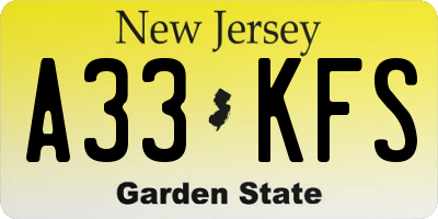 NJ license plate A33KFS
