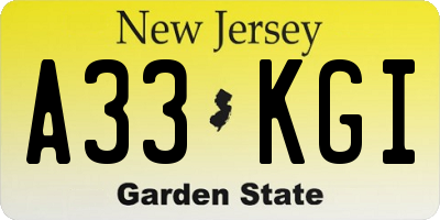 NJ license plate A33KGI