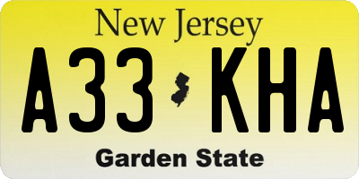 NJ license plate A33KHA