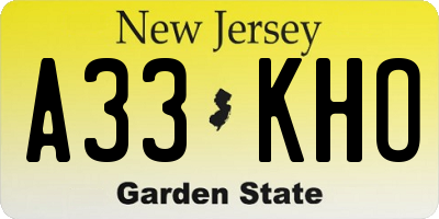 NJ license plate A33KHO