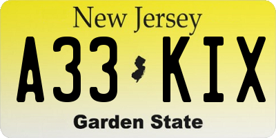 NJ license plate A33KIX