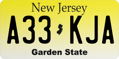 NJ license plate A33KJA
