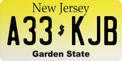 NJ license plate A33KJB