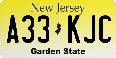 NJ license plate A33KJC