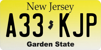 NJ license plate A33KJP