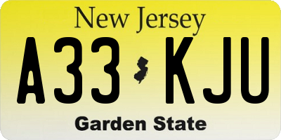NJ license plate A33KJU