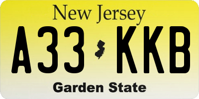 NJ license plate A33KKB