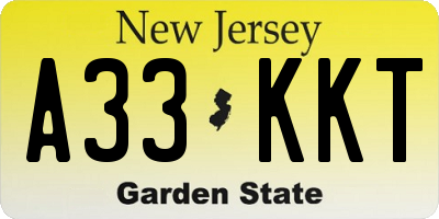 NJ license plate A33KKT