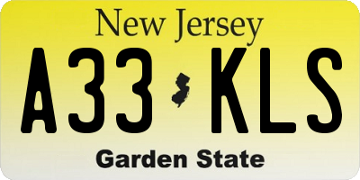 NJ license plate A33KLS