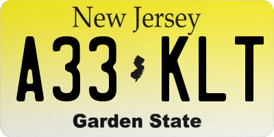 NJ license plate A33KLT