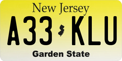 NJ license plate A33KLU