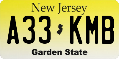 NJ license plate A33KMB