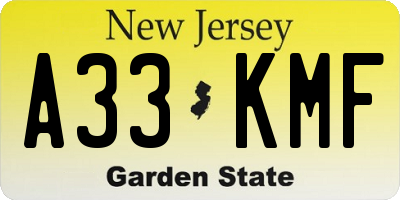 NJ license plate A33KMF