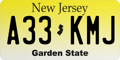 NJ license plate A33KMJ