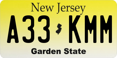 NJ license plate A33KMM