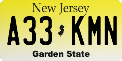 NJ license plate A33KMN