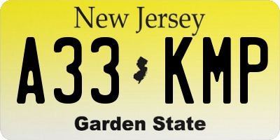 NJ license plate A33KMP