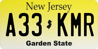 NJ license plate A33KMR