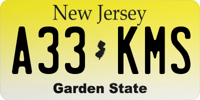 NJ license plate A33KMS