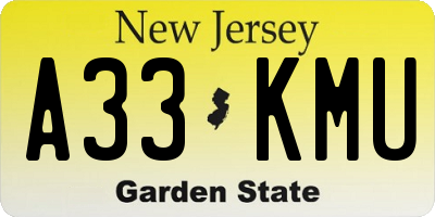 NJ license plate A33KMU