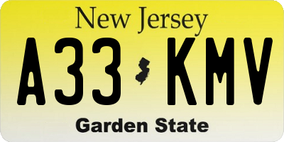 NJ license plate A33KMV