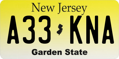 NJ license plate A33KNA