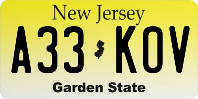 NJ license plate A33KOV