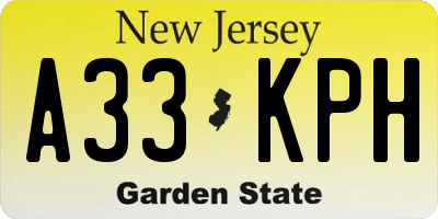 NJ license plate A33KPH