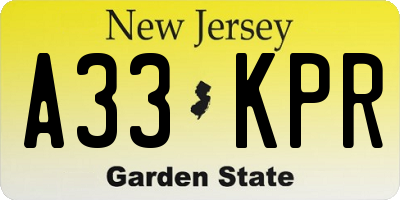 NJ license plate A33KPR