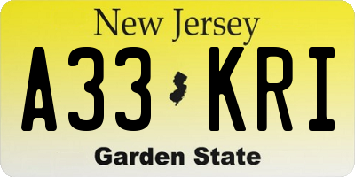 NJ license plate A33KRI