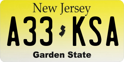 NJ license plate A33KSA