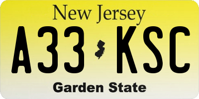 NJ license plate A33KSC
