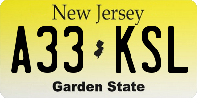 NJ license plate A33KSL